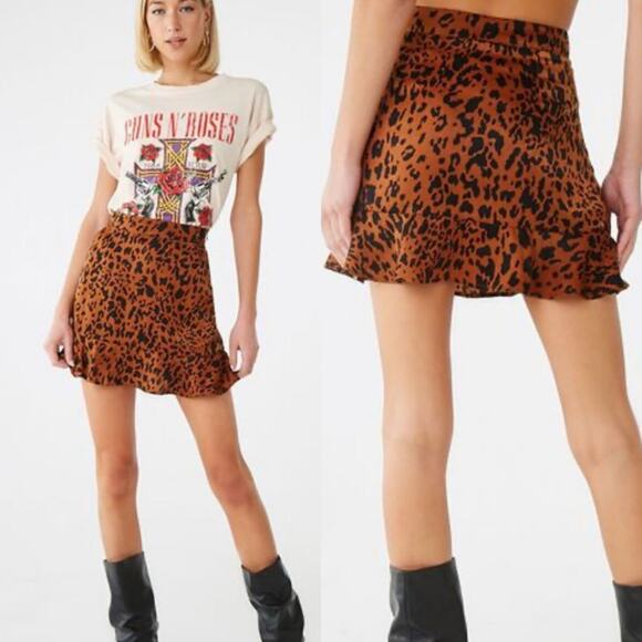 Forever 21 Leopard Print Flounce Mini Skirt Size XS - Picture 7 of 7